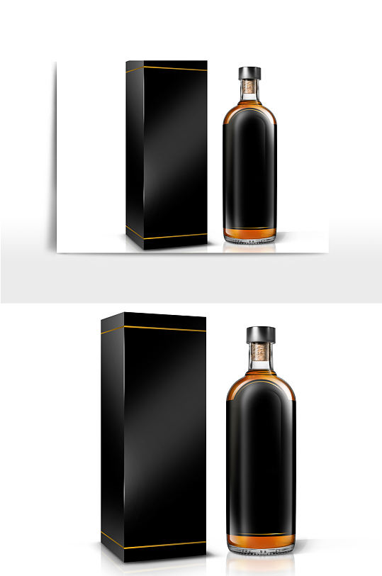 威士忌 洋酒和酒包装盒样机