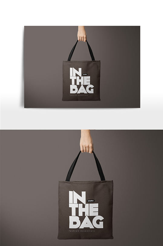 手提黑色购物袋帆布袋手提袋环保袋样机-众图网