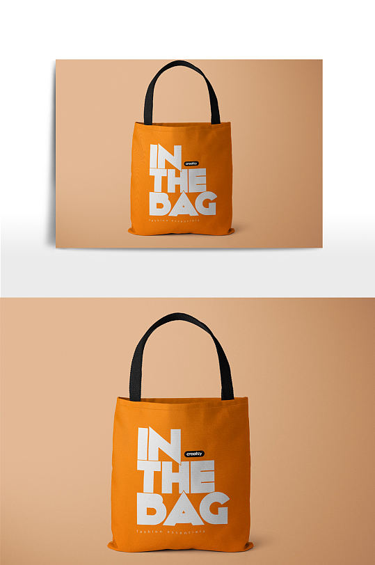 橙色帆布袋手提袋环保袋样机图-众图网