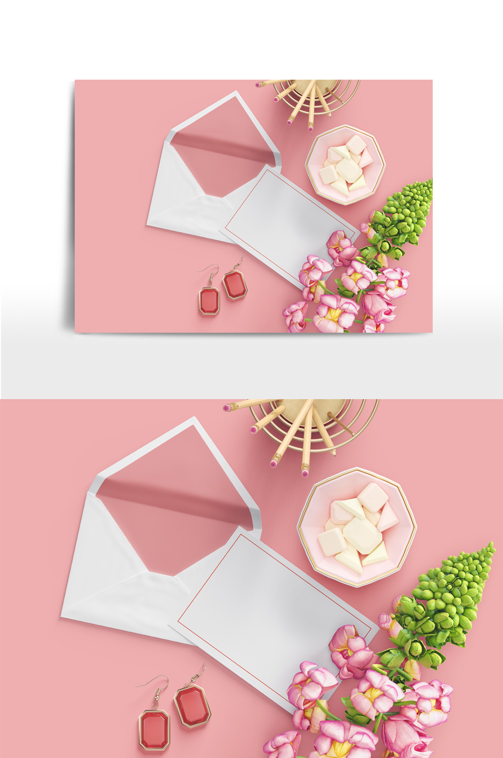 名信片少女心场景样机素材