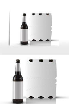 啤酒瓶搭配包装盒样机