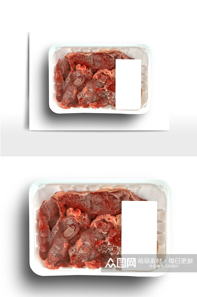 超市肉类食品包装盒样机标签效果图素材