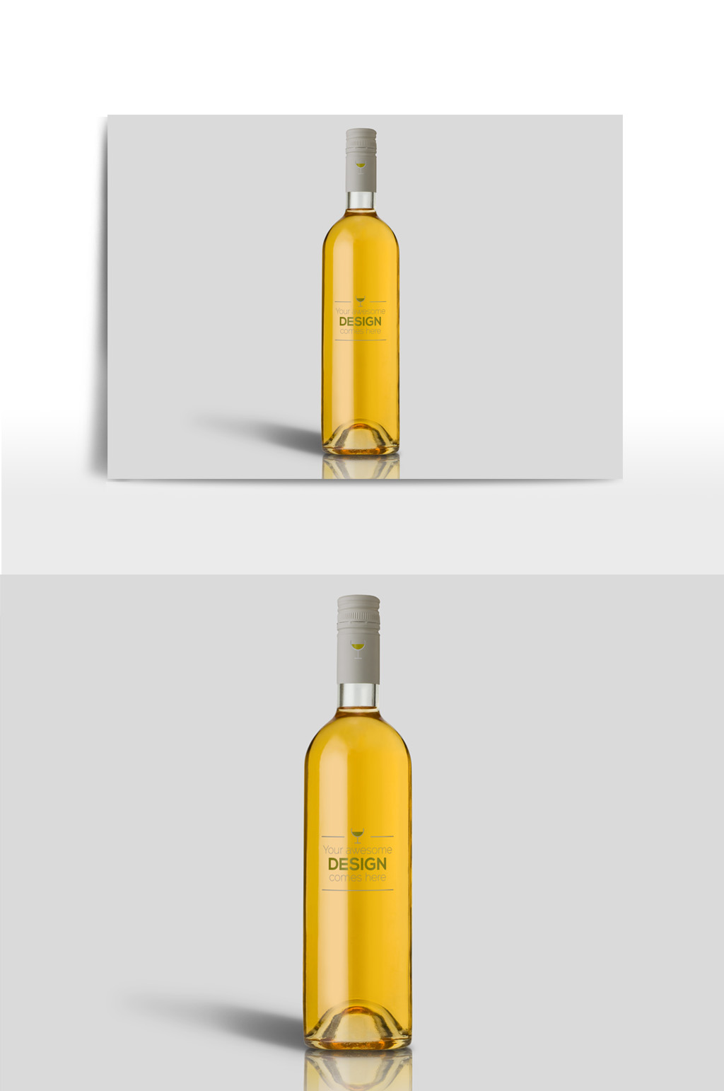 简洁葡萄酒瓶贴样机素材