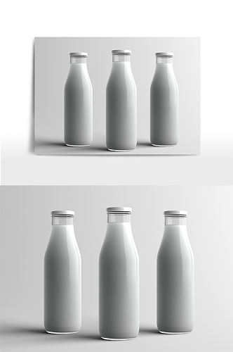 牛奶玻璃瓶样机展示
