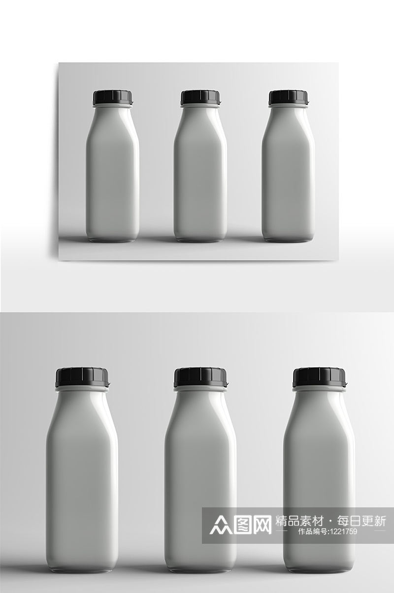 牛奶包装塑料瓶白模样机素材
