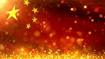 五星红旗飘动粒子动画-众图网