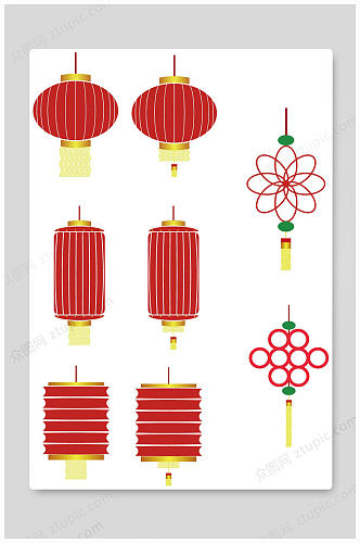 AI矢量灯笼中国结元素 灯笼矢量图