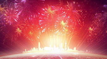 城市烟花背景视频-众图网