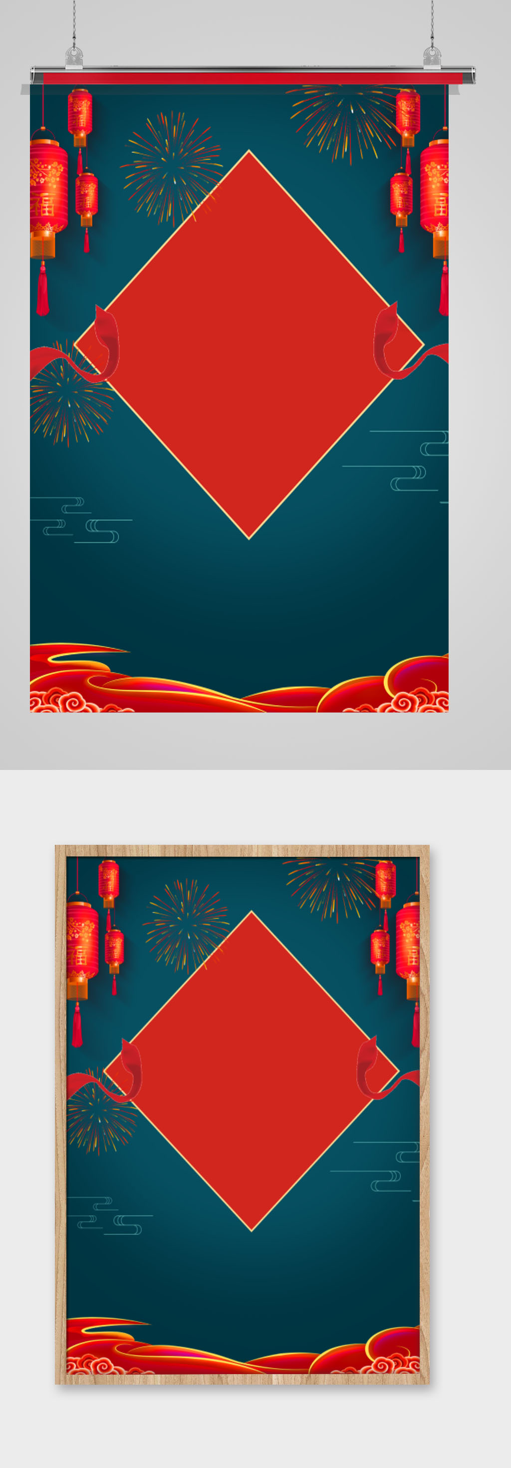 红色灯笼复古背景素材