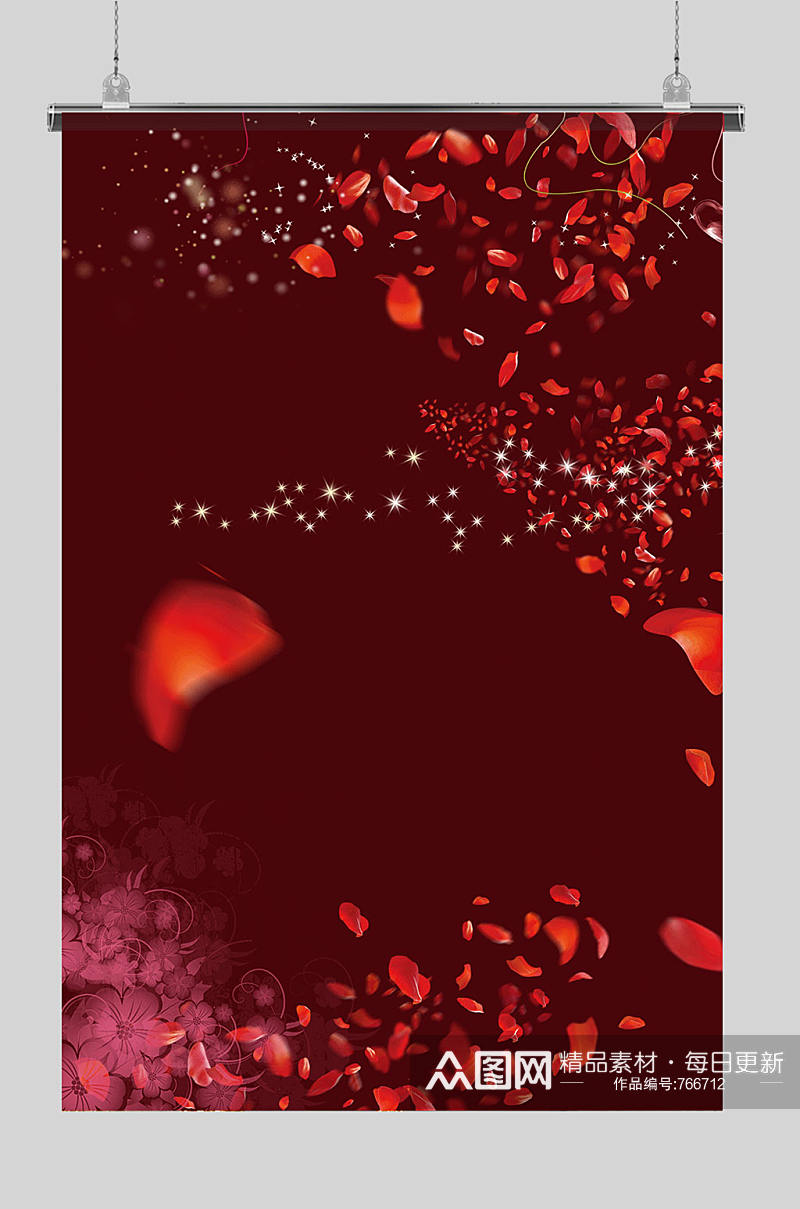 红色大气花瓣背景素材