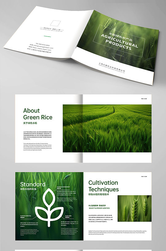 简约水稻绿色农产品农业种植画册-众图网