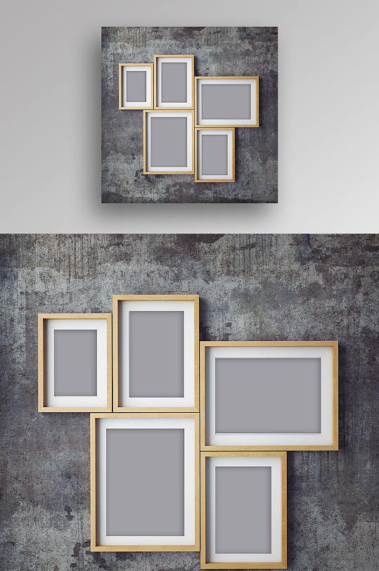 客厅背景墙相框样机-众图网
