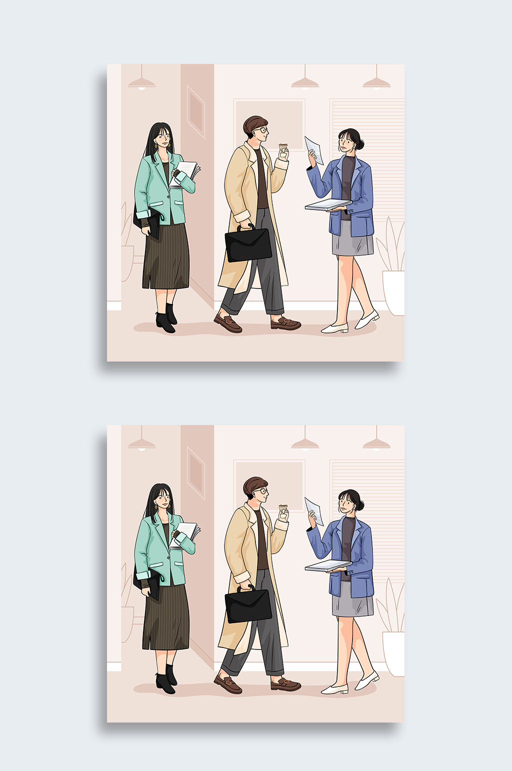 矢量三个公司白领插画素材