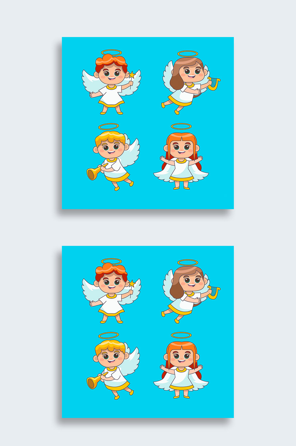 4款天使人物插画元素素材