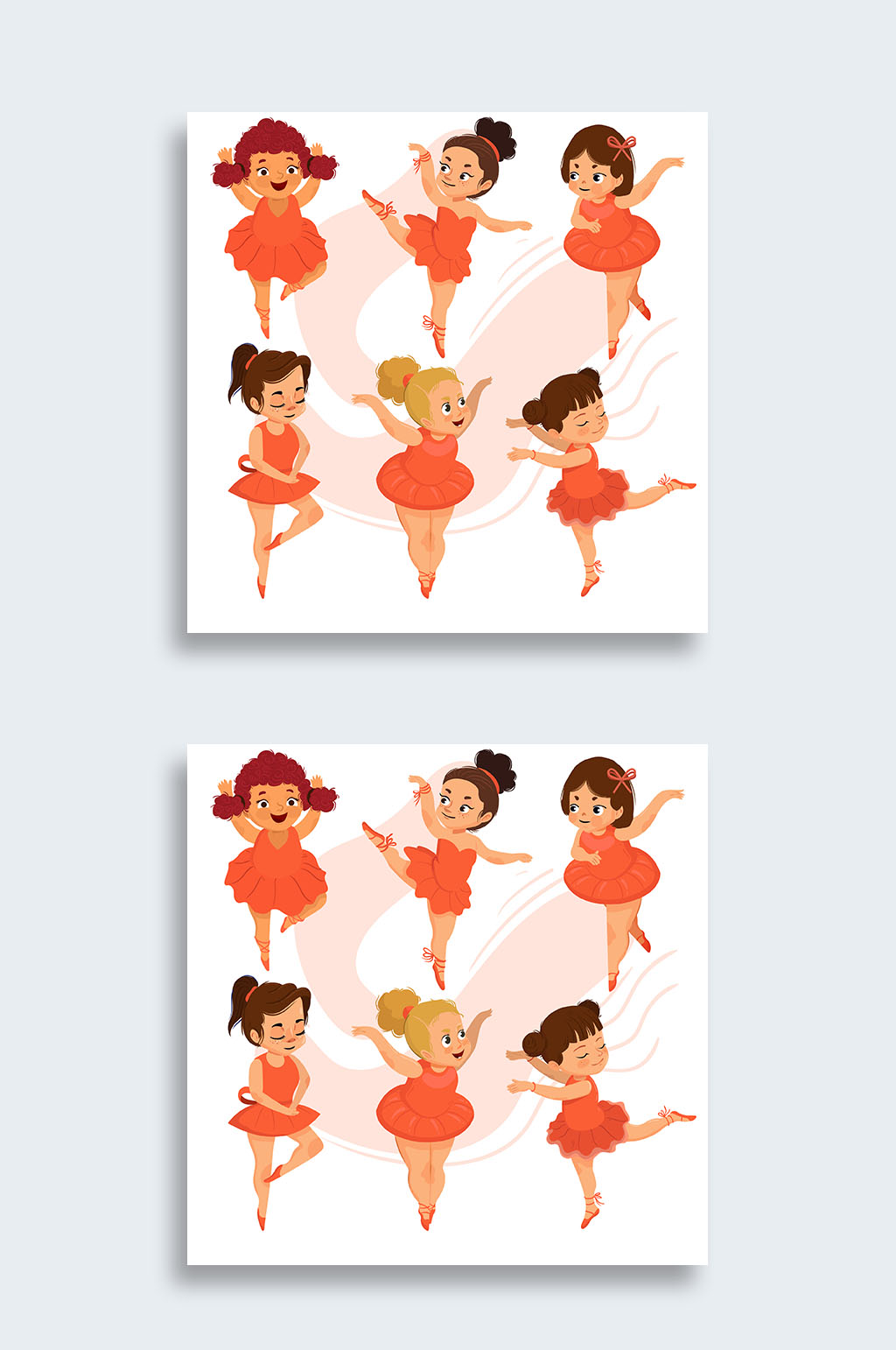 六款跳舞的女孩插画元素素材下载-众图网