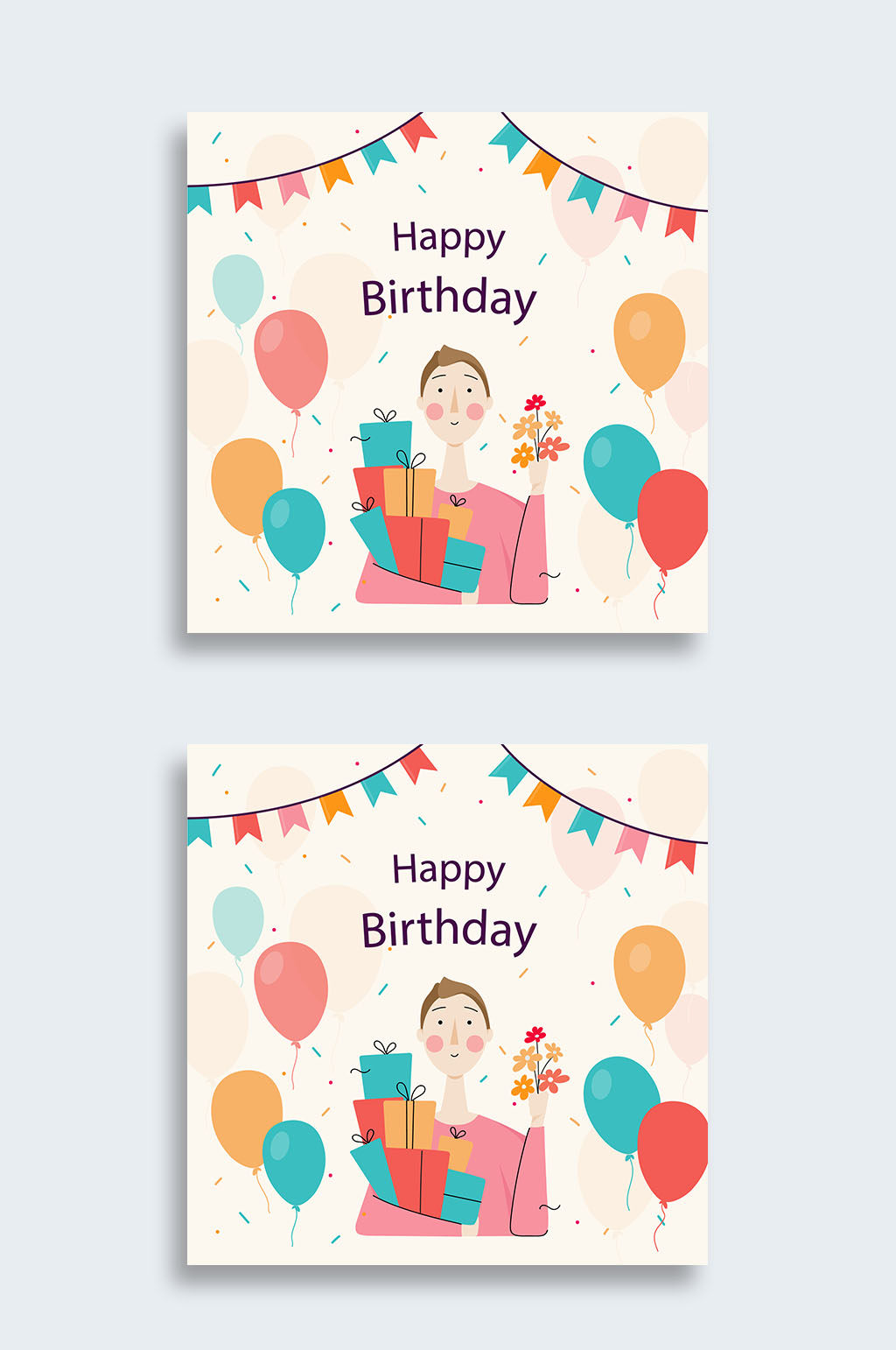 卡通矢量生日快乐插画素材