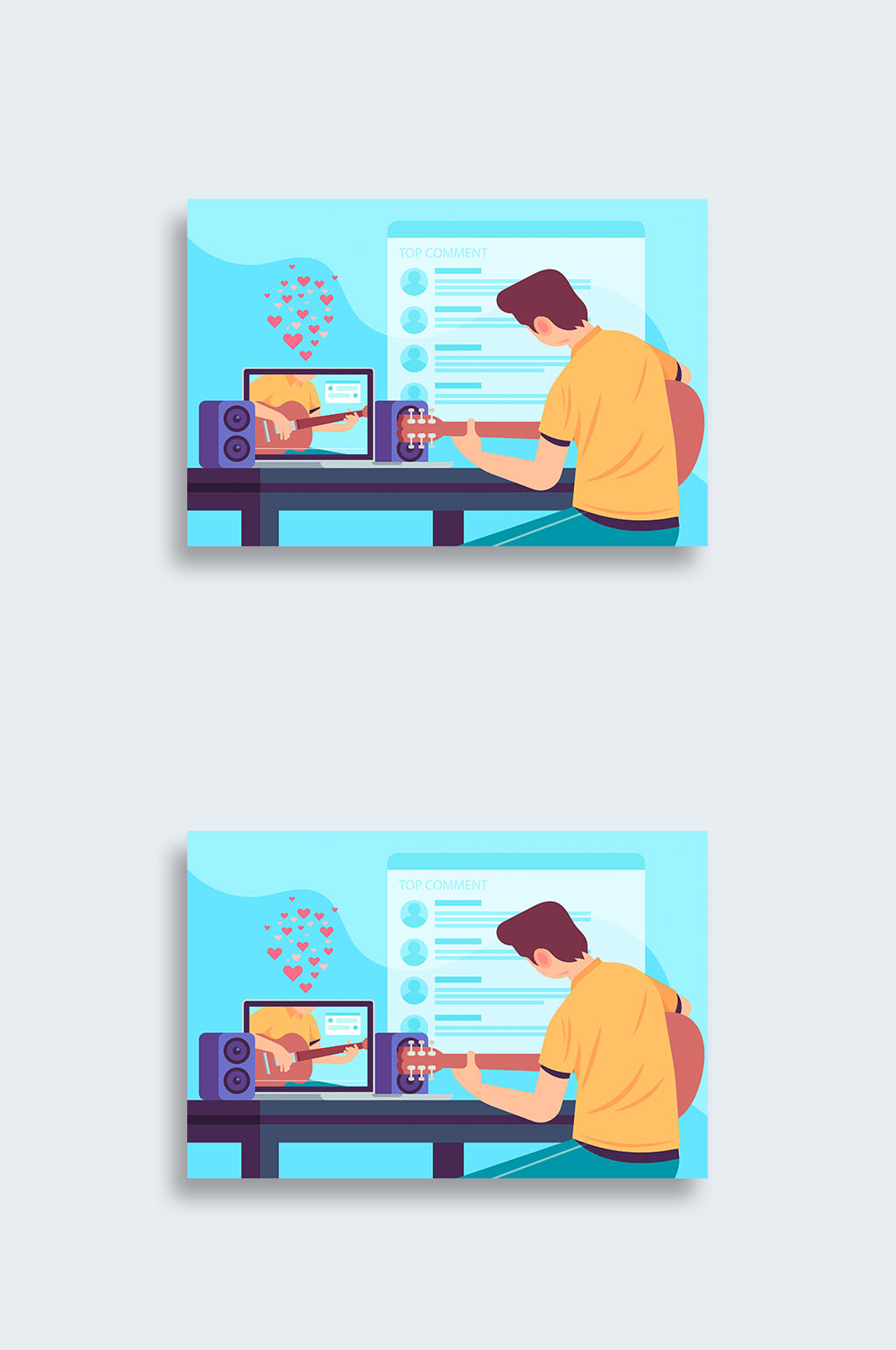 卡通矢量音乐直播插画素材