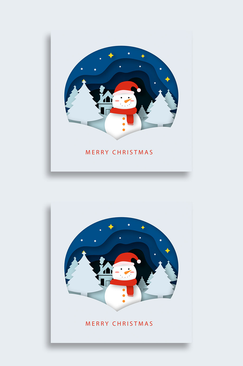 卡通堆雪人插画元素素材