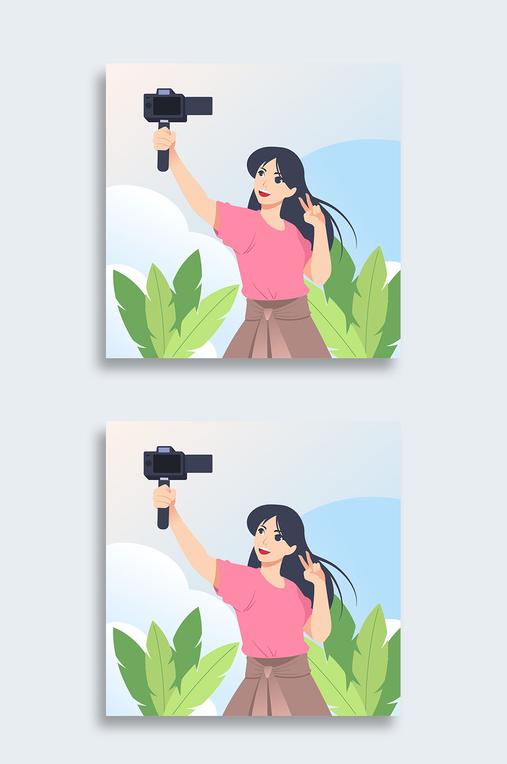 美女自拍矢量插画设计素材