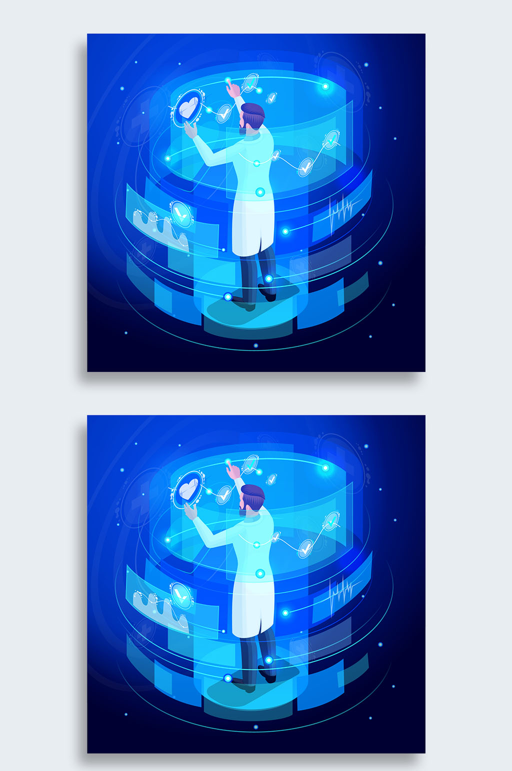 蓝色未来科技医疗插画素材