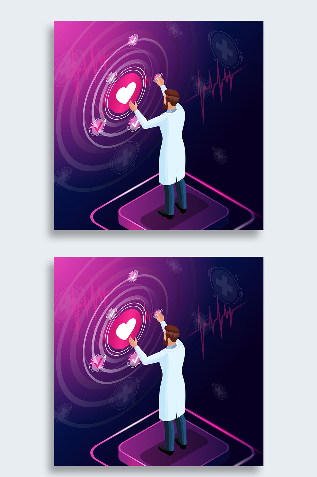 科技网上挂号插画设计素材