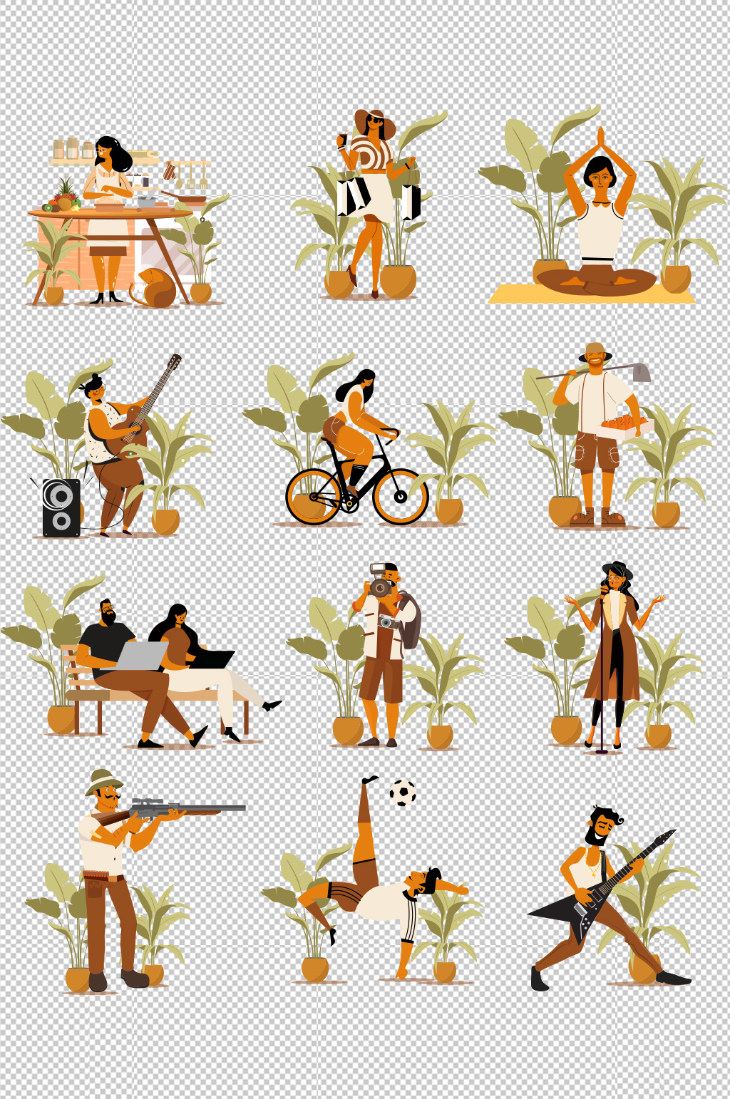 多款绿植人物免扣元素 人矢量图素材