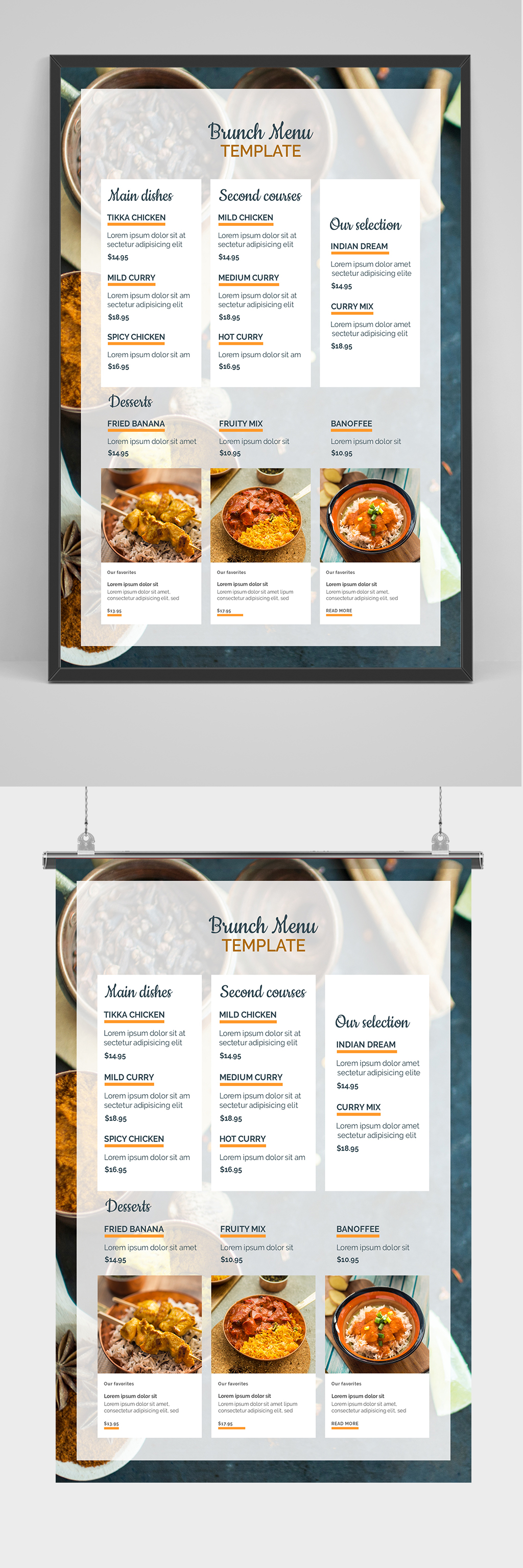 西餐美食价目表设计单页素材