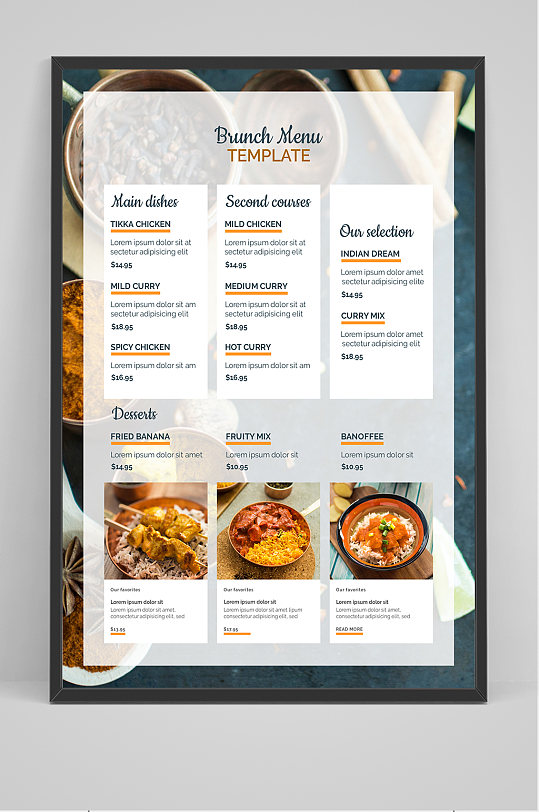 西餐美食价目表设计单页-众图网