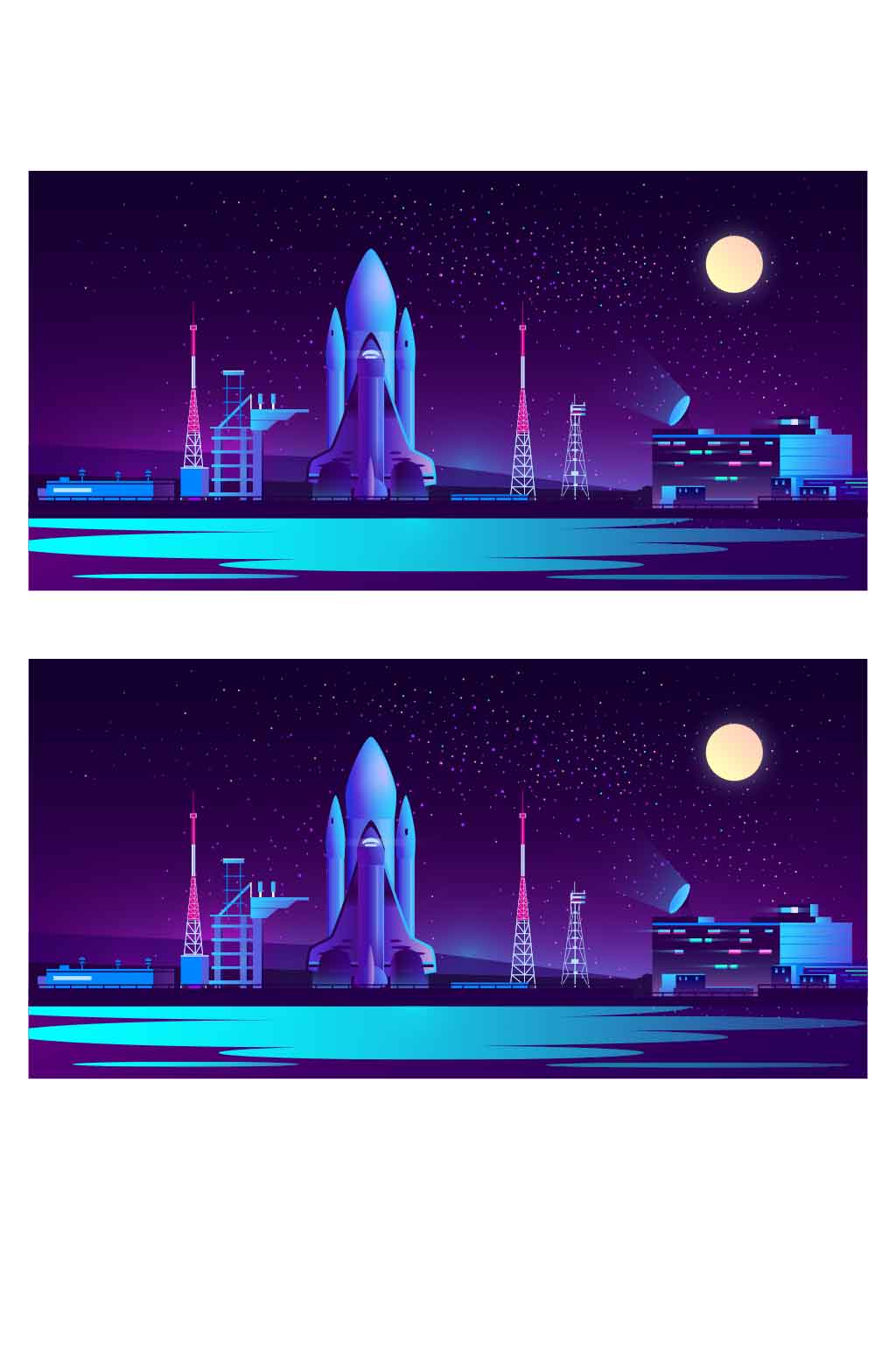月球空间站工厂矢量场景 卫星发射中心 航天太空素材素材
