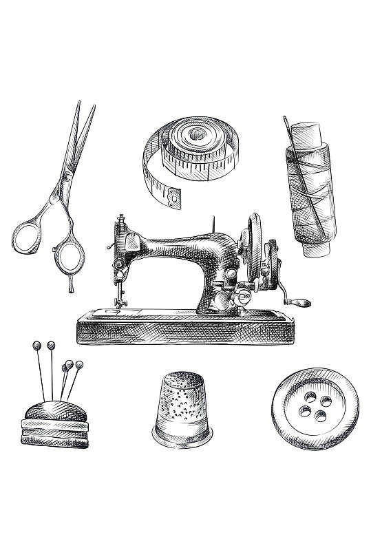 缝纫机缝补矢量元素