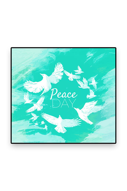 彩绘国际和平日白鸽群矢量素材-众图网