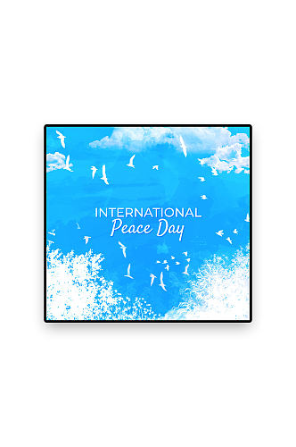 水彩绘国际和平日大海和白鸽矢量图