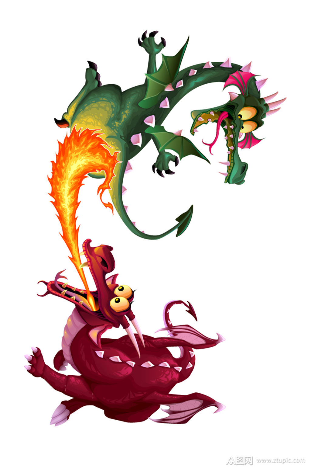 >2个卡通玩耍的西方龙矢量素材