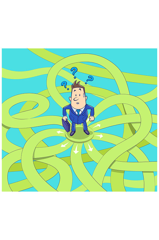 创意迷路的商务男子矢量图