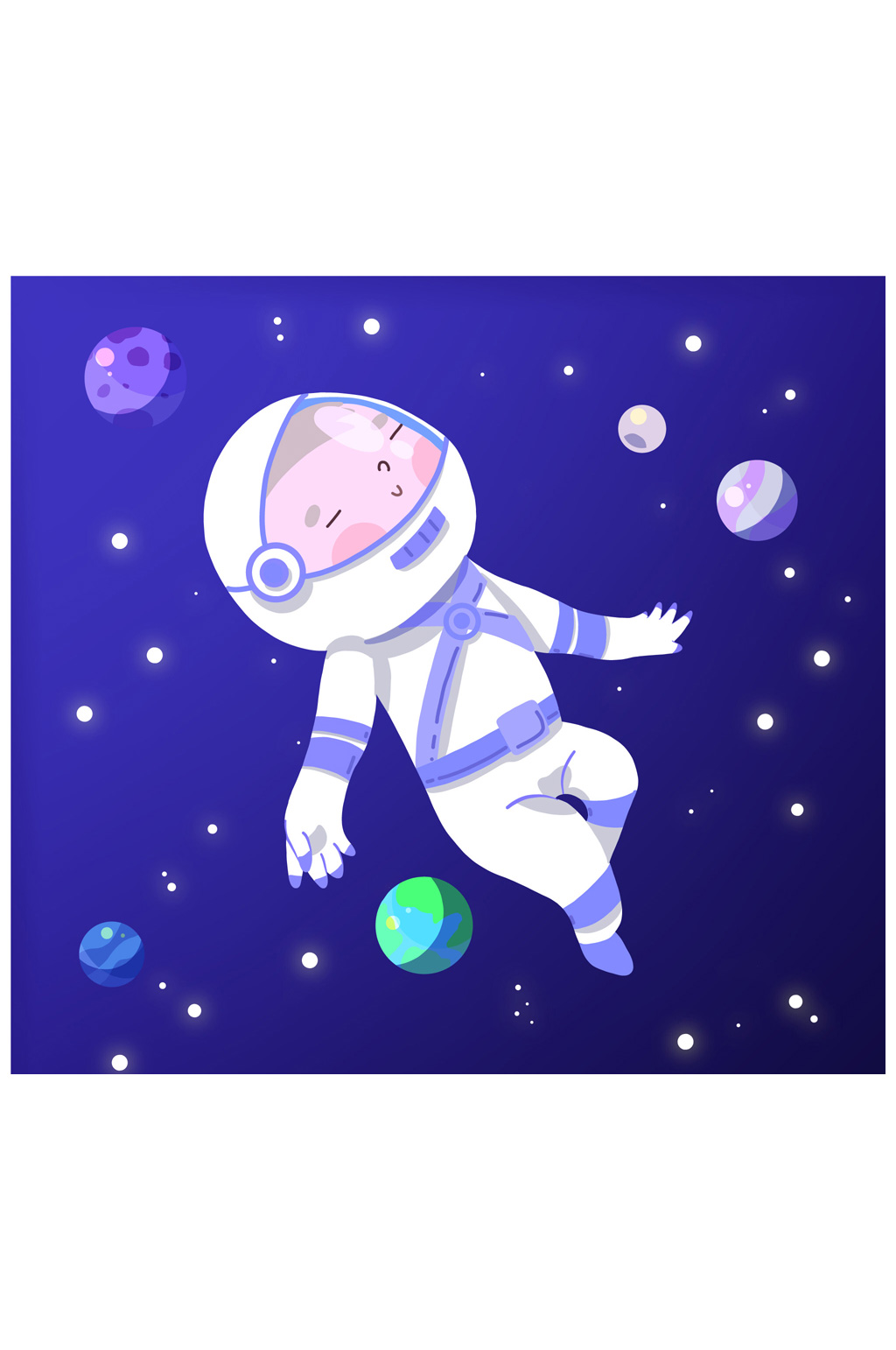 卡通太空中的宇航员矢量素材素材
