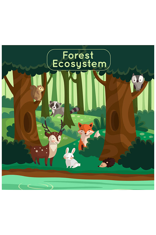 创意森林生态系统矢量素材