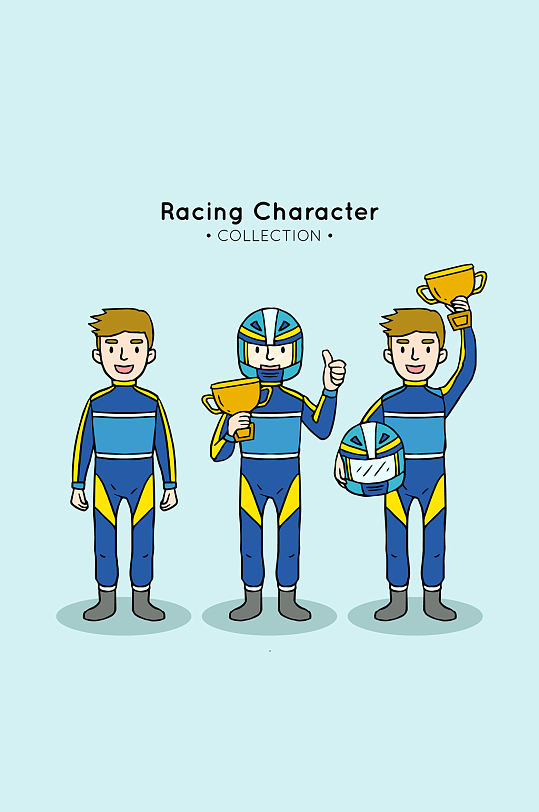3个创意方程式赛车手矢量素材