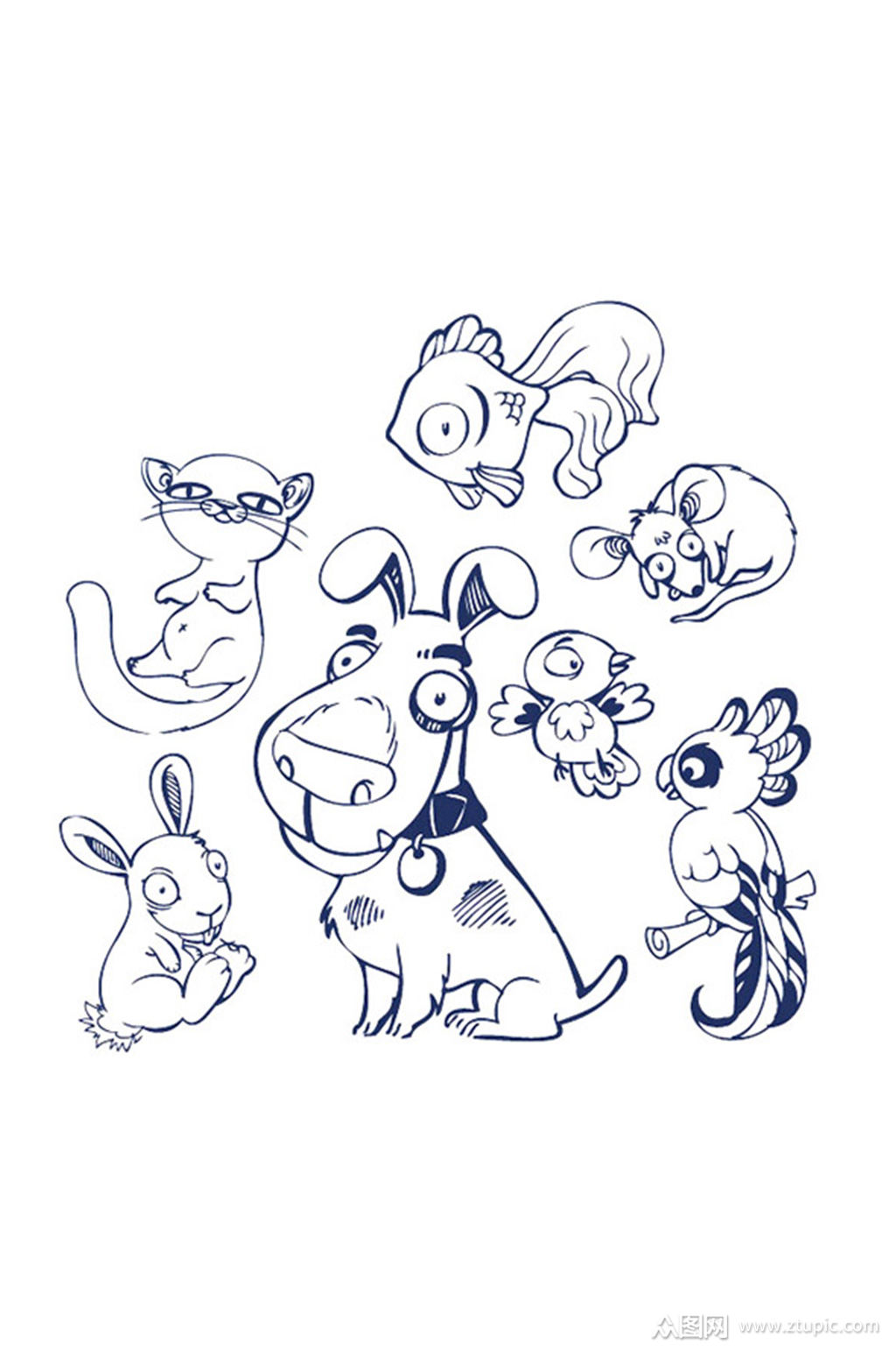 精品多款线稿动物元素设计