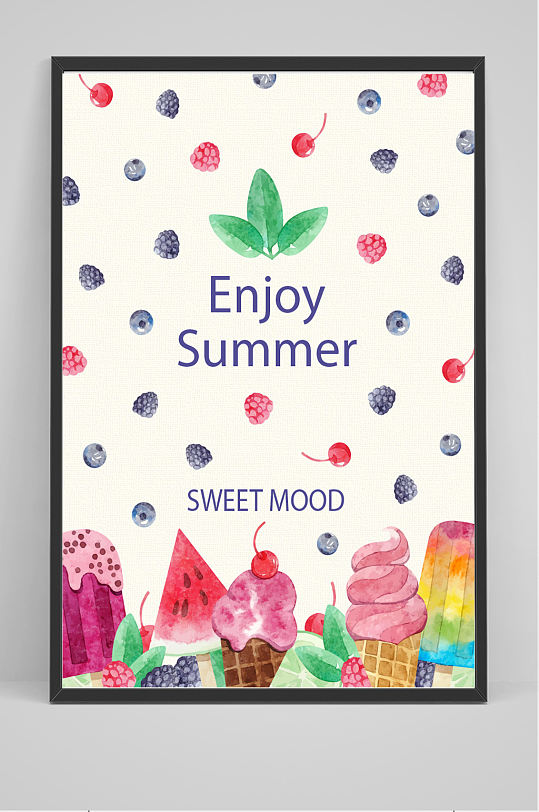 彩绘夏季甜点卡片矢量素材