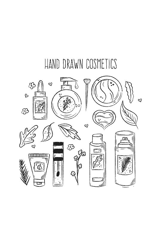 9款手绘化妆品设计矢量素材-众图网