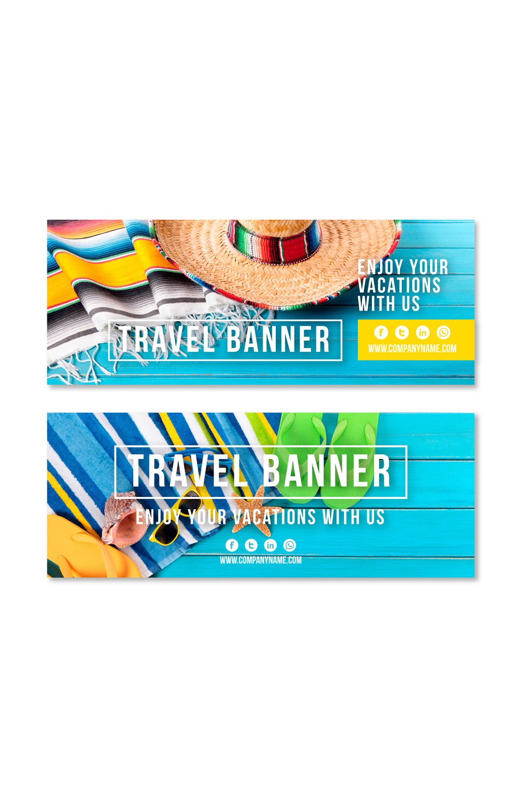 2款彩色旅行banner矢量素材素材