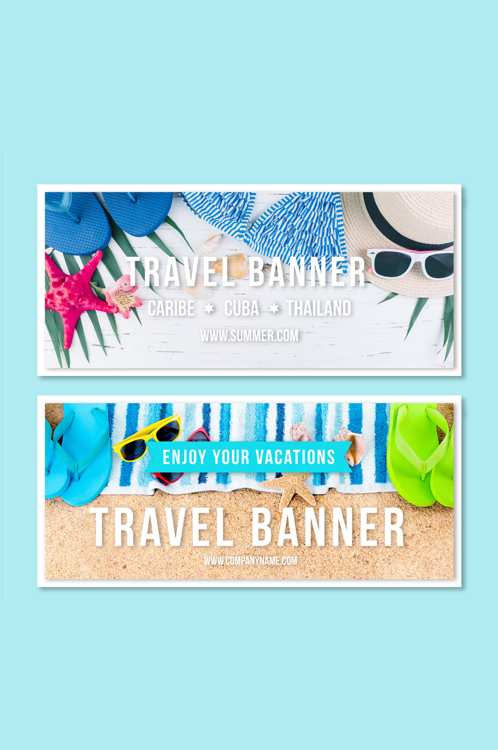 2款彩色旅行宣传banner矢量素材素材