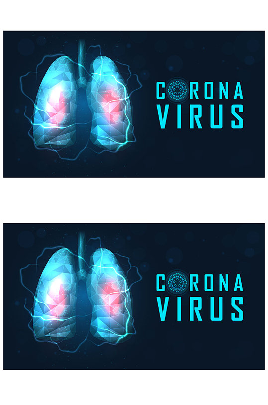 抽象新型冠状病毒肺部海报矢量图