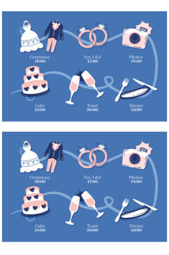 彩绘婚礼时间流程图矢量素材