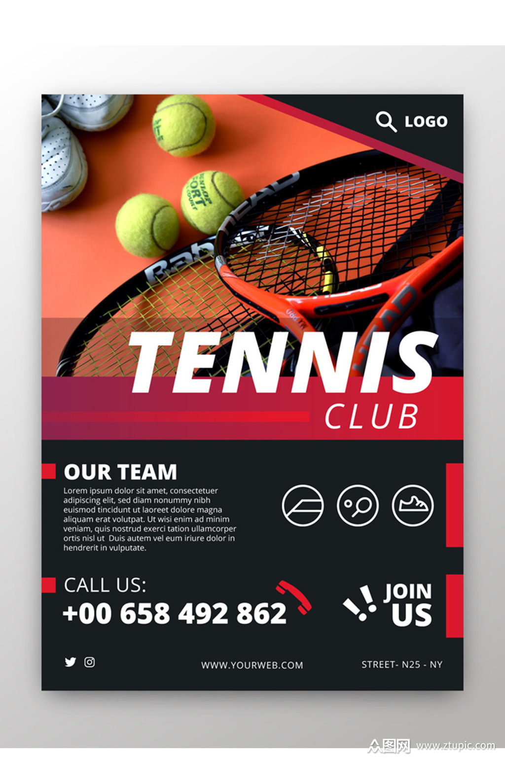 创意网球俱乐部传单矢量素材