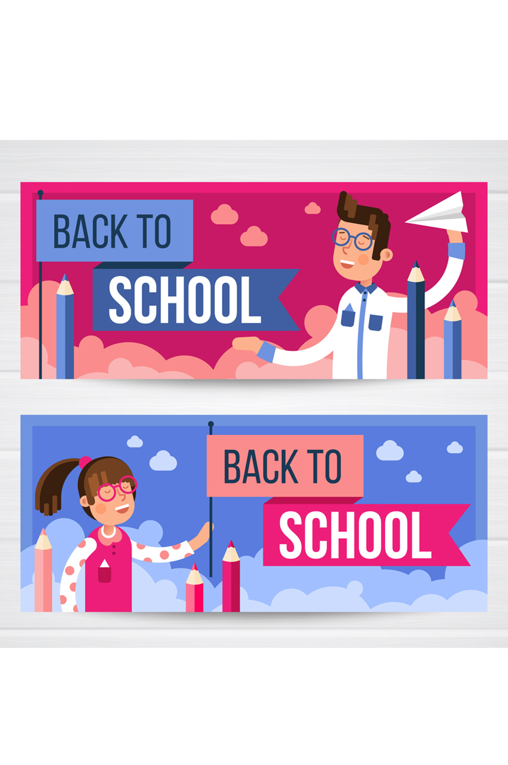 2款创意返校学生banner矢量素材素材