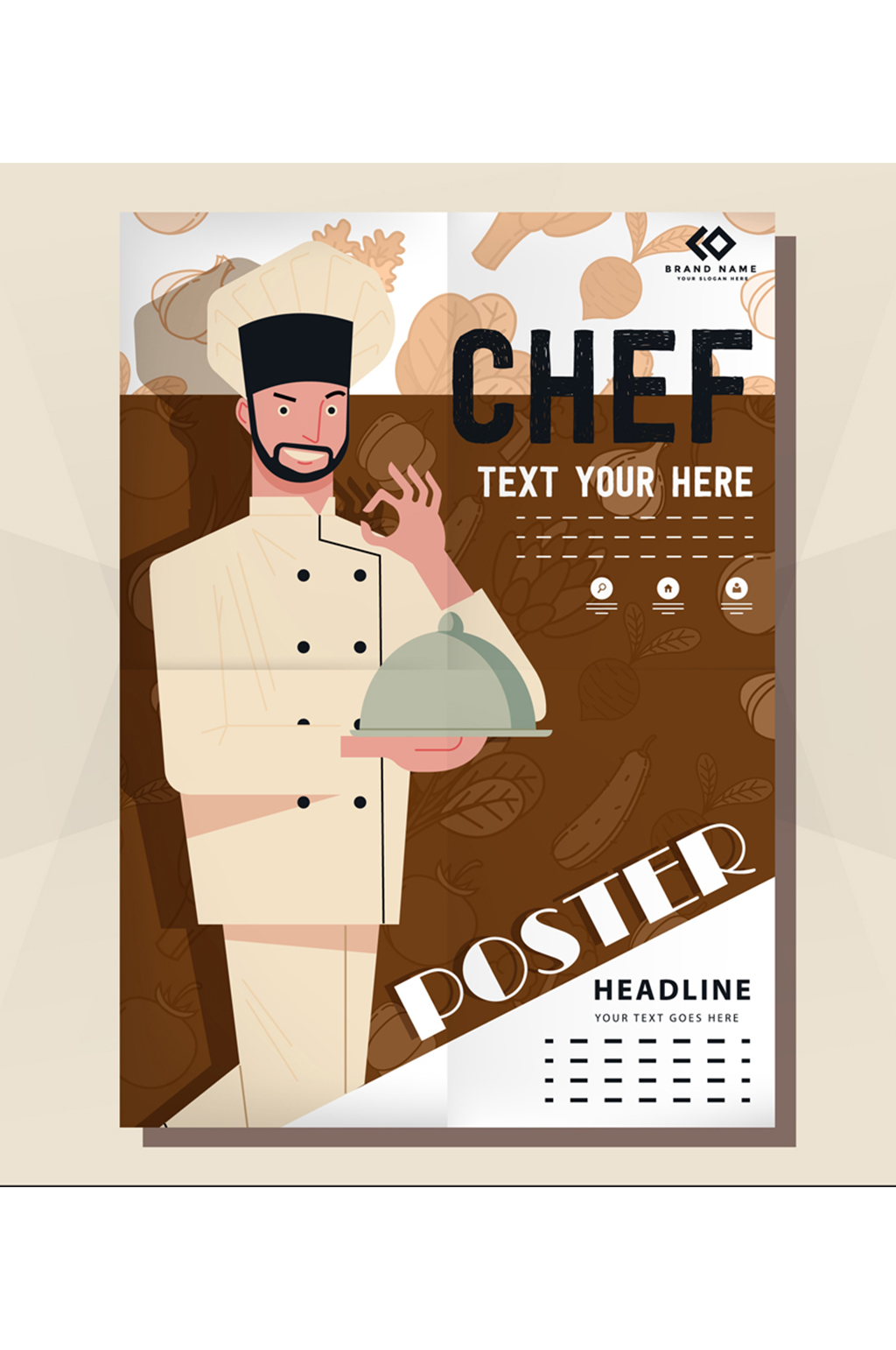 创意端菜肴的厨师海报矢量素材