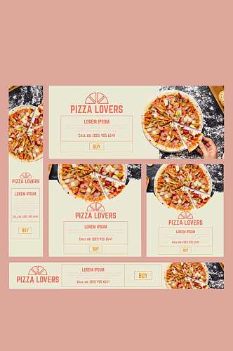 5款创意披萨餐馆海报矢量图