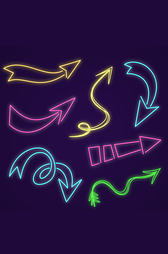 7款荧光色箭头设计矢量素材-众图网