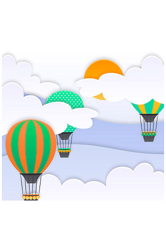 彩色天空中的热气球剪贴画矢量图